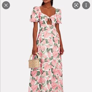 Agua by agua bendita linen floral puff sleeve dress